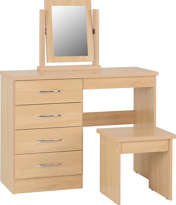 Nevada 4 Drawer Dressing Table Set In Sonoma Oak Effect - Click Image to Close
